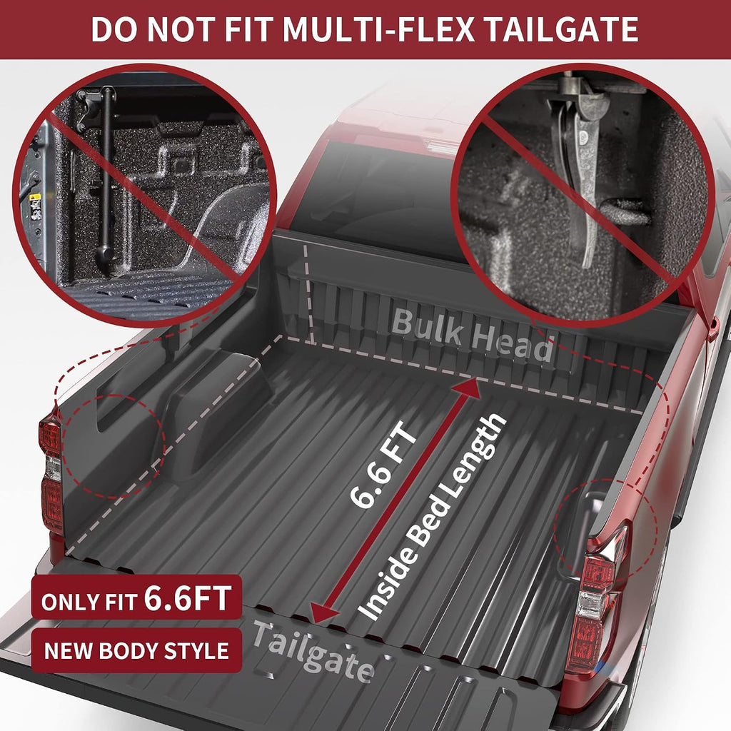 OEDRO Soft Quad Fold Truck Bed Tonneau Cover Compatible with 2019-2026 Chevy Silverado 1500 / GMC Sierra 1500, Fleetside 6.6 Ft Bed Without Multi-Flex Tailgate(Not for Legacy/Limited/2500 3500hd)