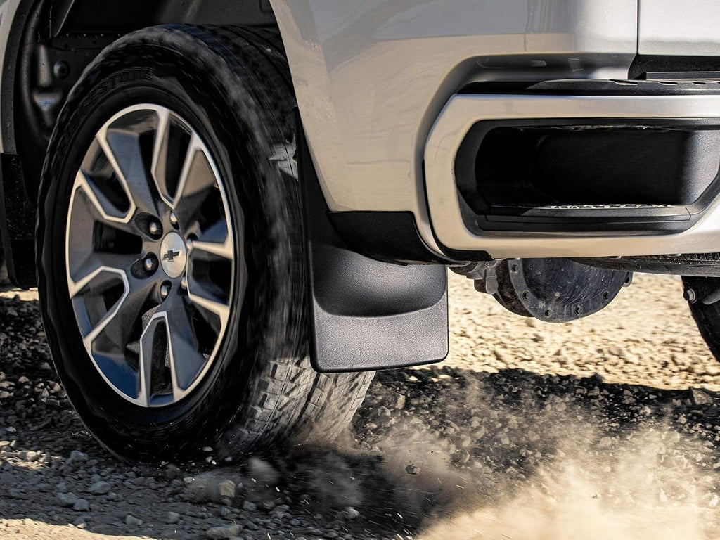 WeatherTech Custom No Drill Splash Guard MudFlaps for Chevrolet Silverado 2500HD/3500HD, Silverado LD 1500, Silverado 1500 - Front & Rear Set (110035-120035), Black