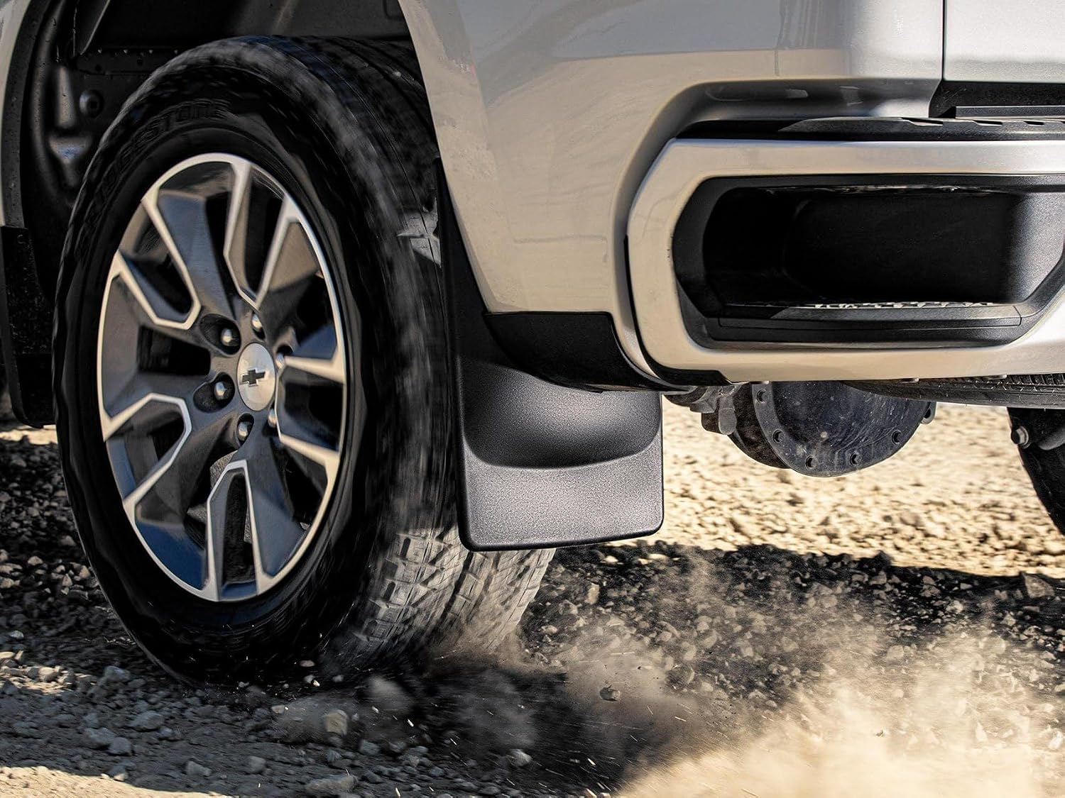 WeatherTech Custom No Drill Splash Guard MudFlaps for Chevrolet Silverado 2500HD/3500HD, Silverado LD 1500, Silverado 1500 - Front & Rear Set (110035-120035), Black