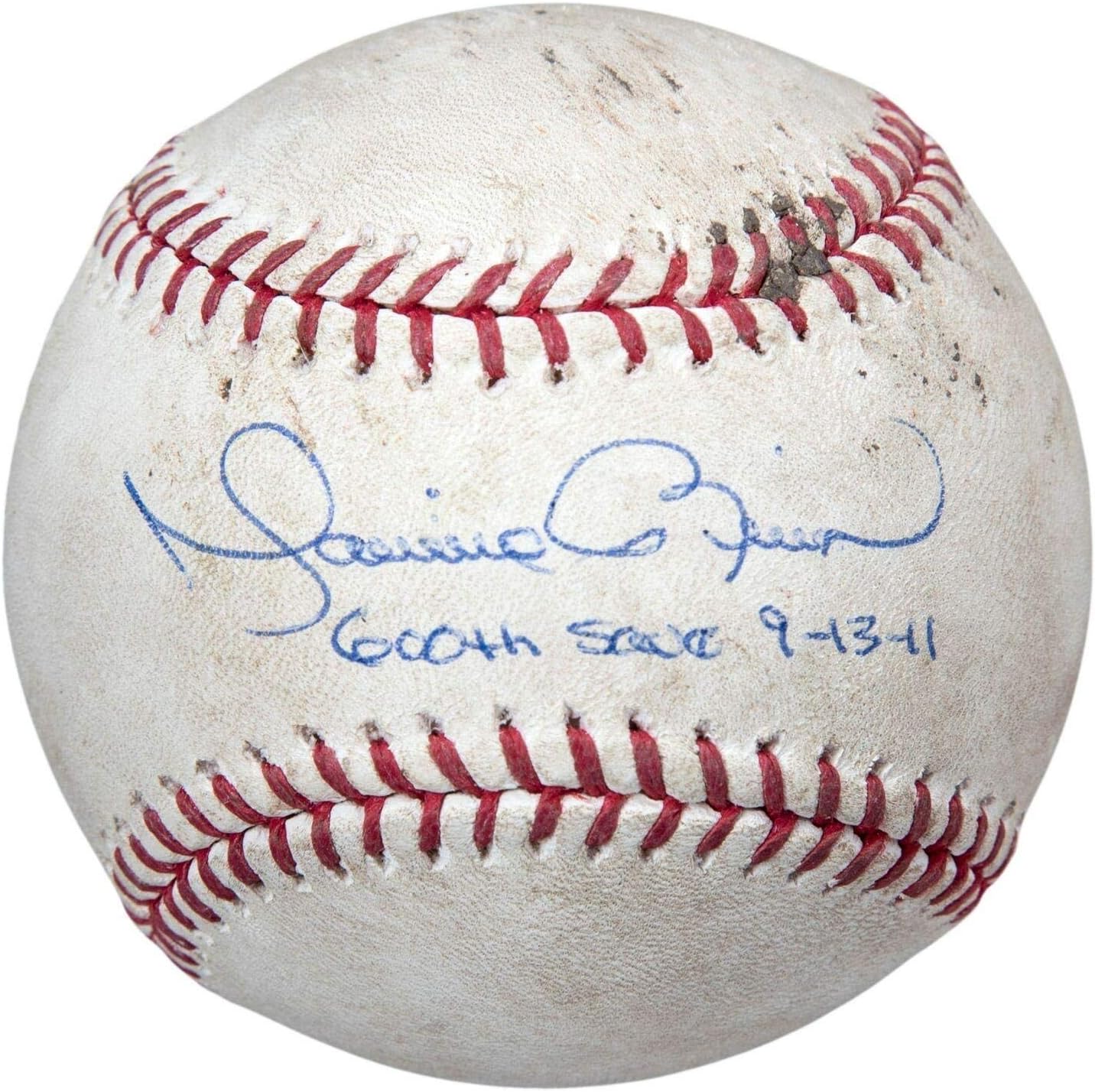 Historic Mariano Rivera 600th Save Signed Game Used Baseball JSA COA & MLB Auth - MLB Autographed Game Used Baseballs