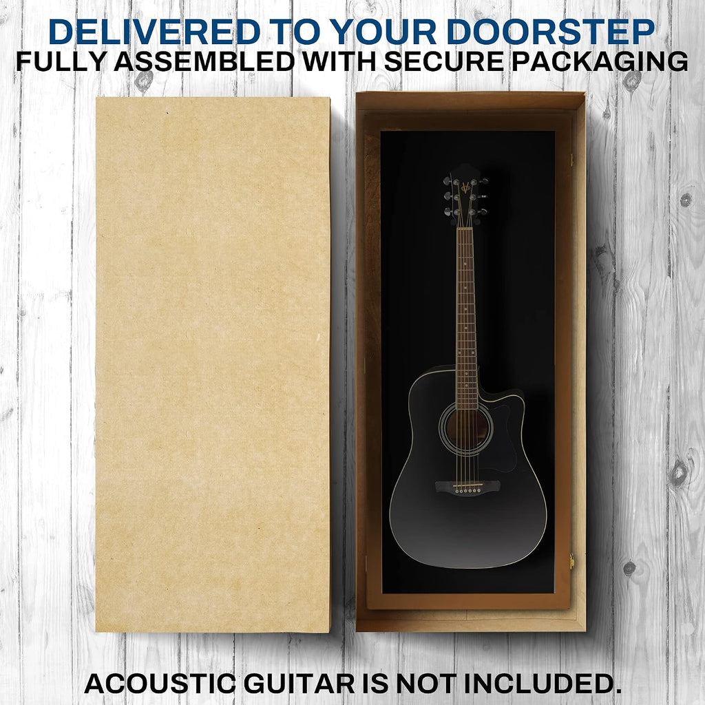 PENNZONI Acoustic Guitar Display Case - Hardwood & Acrylic - Walnut w/Black Felt - Wall Mount