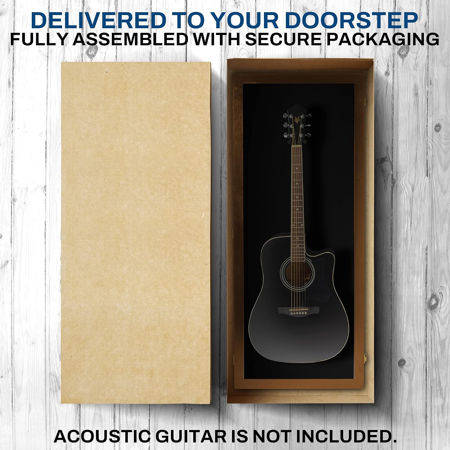 PENNZONI Acoustic Guitar Display Case - Hardwood & Acrylic - Walnut w/Black Felt - Wall Mount