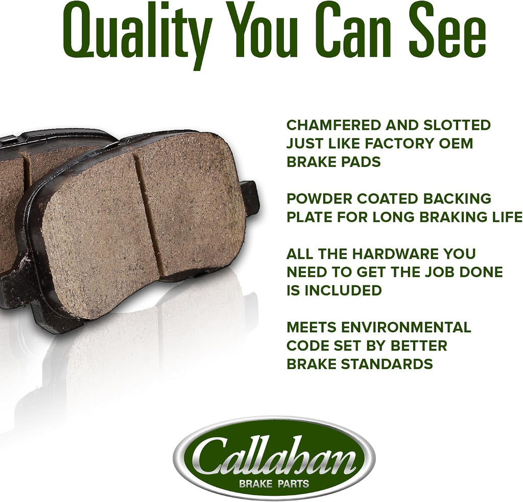 Callahan Brake Parts Front Brake Kit For Hyundai Santa Fe 2019-2020 [Model Specific] Replacement Brake Rotors with Ceramic Brake Pads