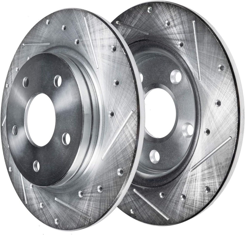 Detroit Axle - Brake Kit for 19-22 Mercedes-Benz A220, 20-22 CLA250, Drilled and Slotted Disc Brakes Rotors Ceramic Brake Pads 2020 2021 2022 Replacement : 12.52' inch Front and 11.61' inch Rear Rotor