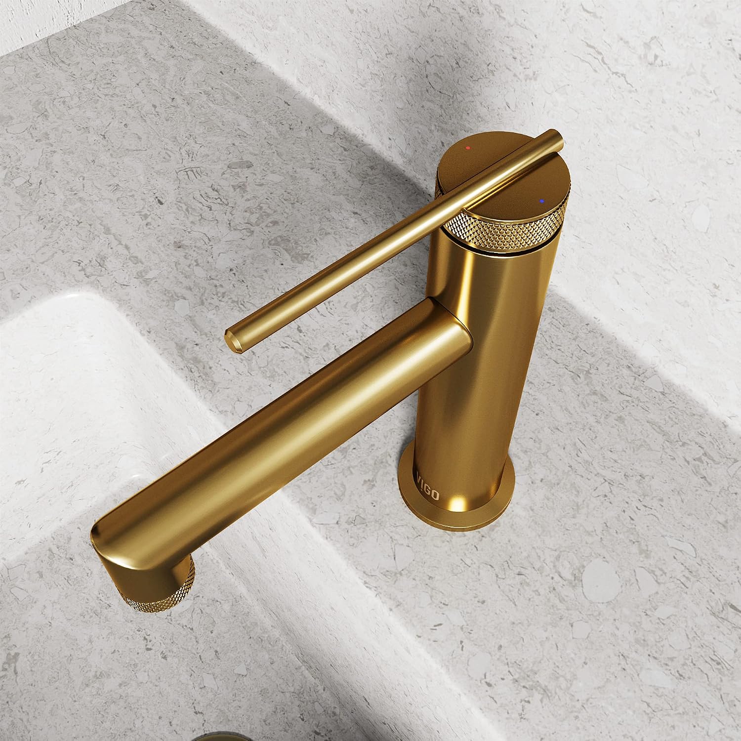 VIGO Sterling Single-Handle Single-Hole Mount Bathroom Sink Faucet, 7-Inch, Matte Brushed Gold, Modern Design, Solid Brass, 1.2 GPM WaterSense & Ceramic Disc Valve, Corrosion-Resistant