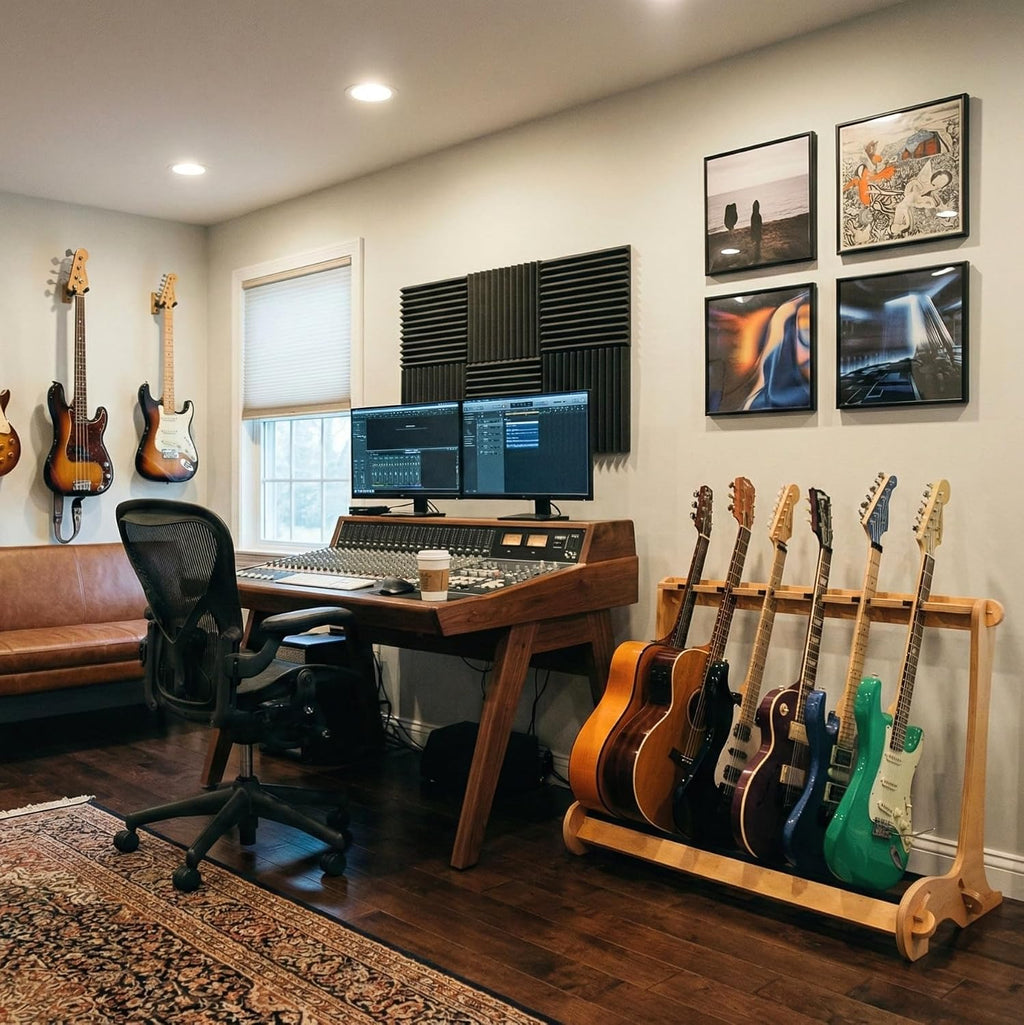 A&S Crafted Products 6 Guitar Stand for Acoustics & Electrics - The VersaRack | Nitro Safe Hardwood Rack | Made in U.S.A.