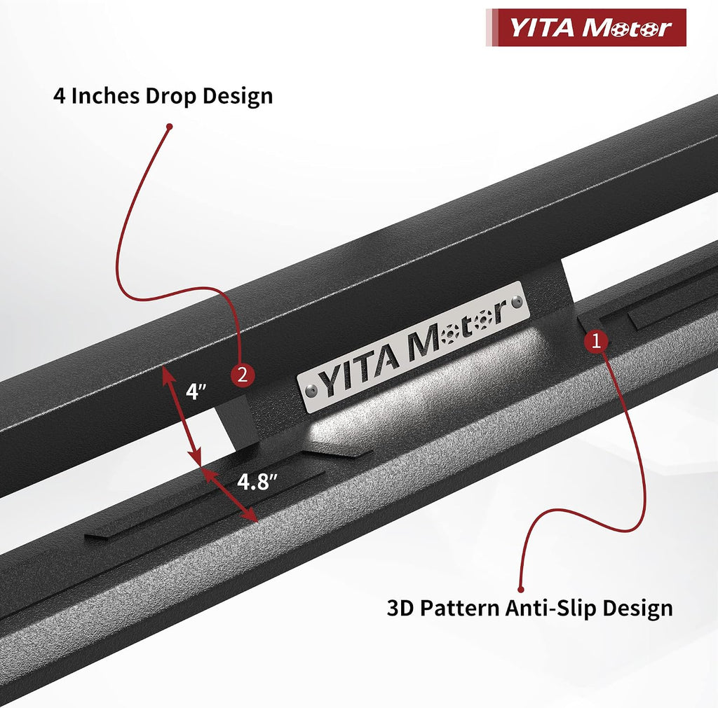 YITAMOTOR Drop Side Steps Compatible with 2019-2026 Chevy Silverado/GMC Sierra 1500, 2020-2026 Silverado/Sierra 2500HD 3500HD Crew Cab, Off-Road Running Boards, Black Powder Coated Nerf Bars