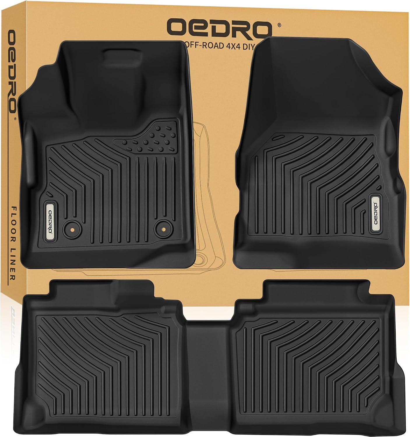 OEDRO Floor Mats Fit for 2012-2017 Chevy Equinox L/LS/LT/LTZ/Premier & 12-17 GMC Terrain SL/SLE/SLT/Denali, TPE All-Weather Custom Fit Floor Liners Waterproof, 1st & 2nd Row Car Mats Accessories Black