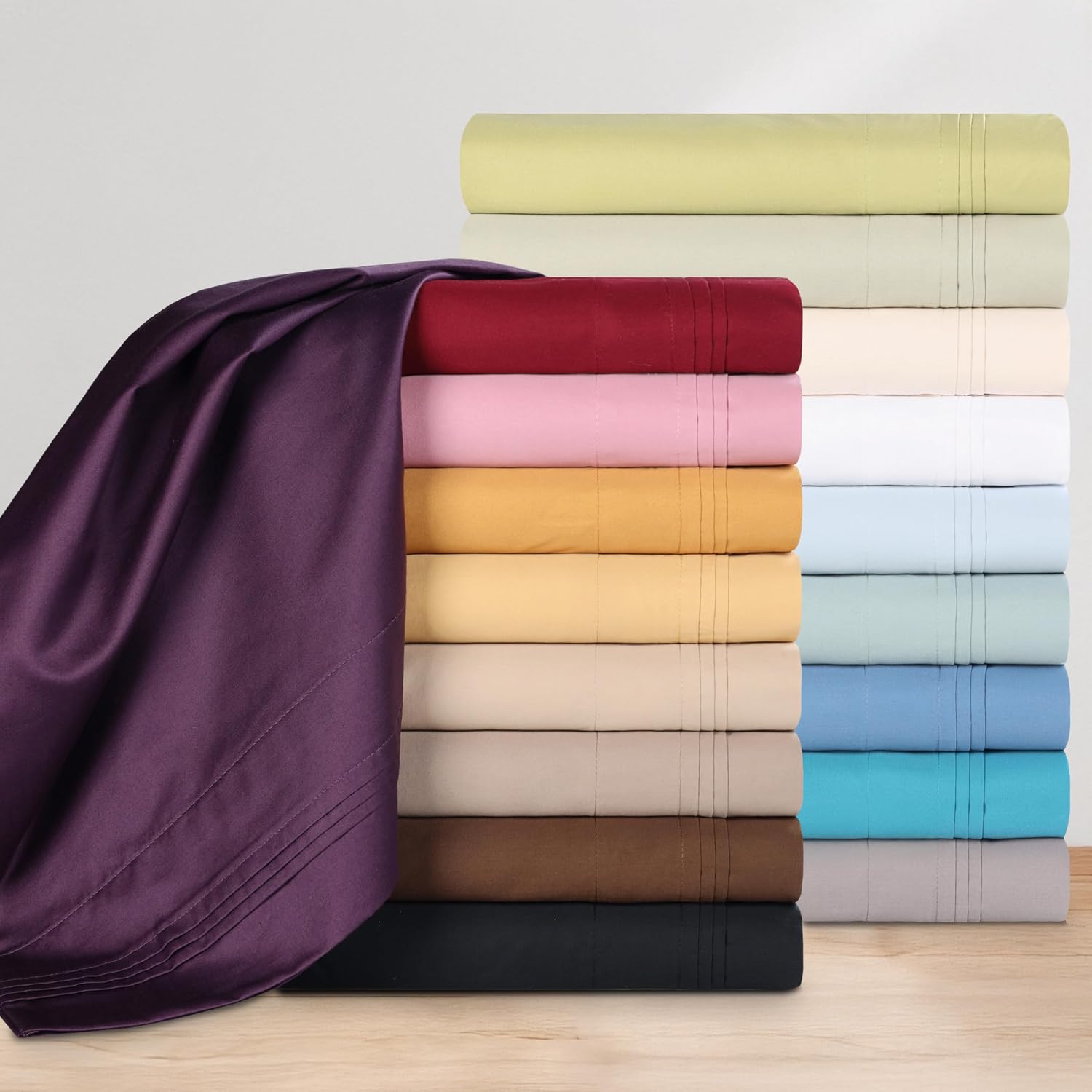 Superior Egyptian Cotton 4 Piece Sheet Set, 650 Thread Count, Modern Design, Sustainable Sheets, Ultra-Soft Basics, Solid, Deep Pocket Fitted Sheet, Flat Sheet, Pillowcases, California King, Ivory