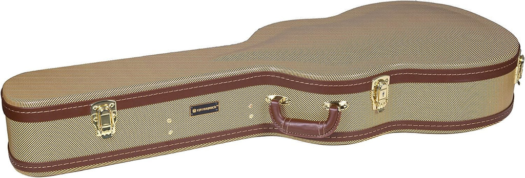 Crossrock Wooden Classical Guitar Case for 4/4 Full Size | Arched Top Design, Plush Interior, Metal Latches, Storage Compartment – Durable Hard Shell-Vintage Tweed(CRW600CTW)