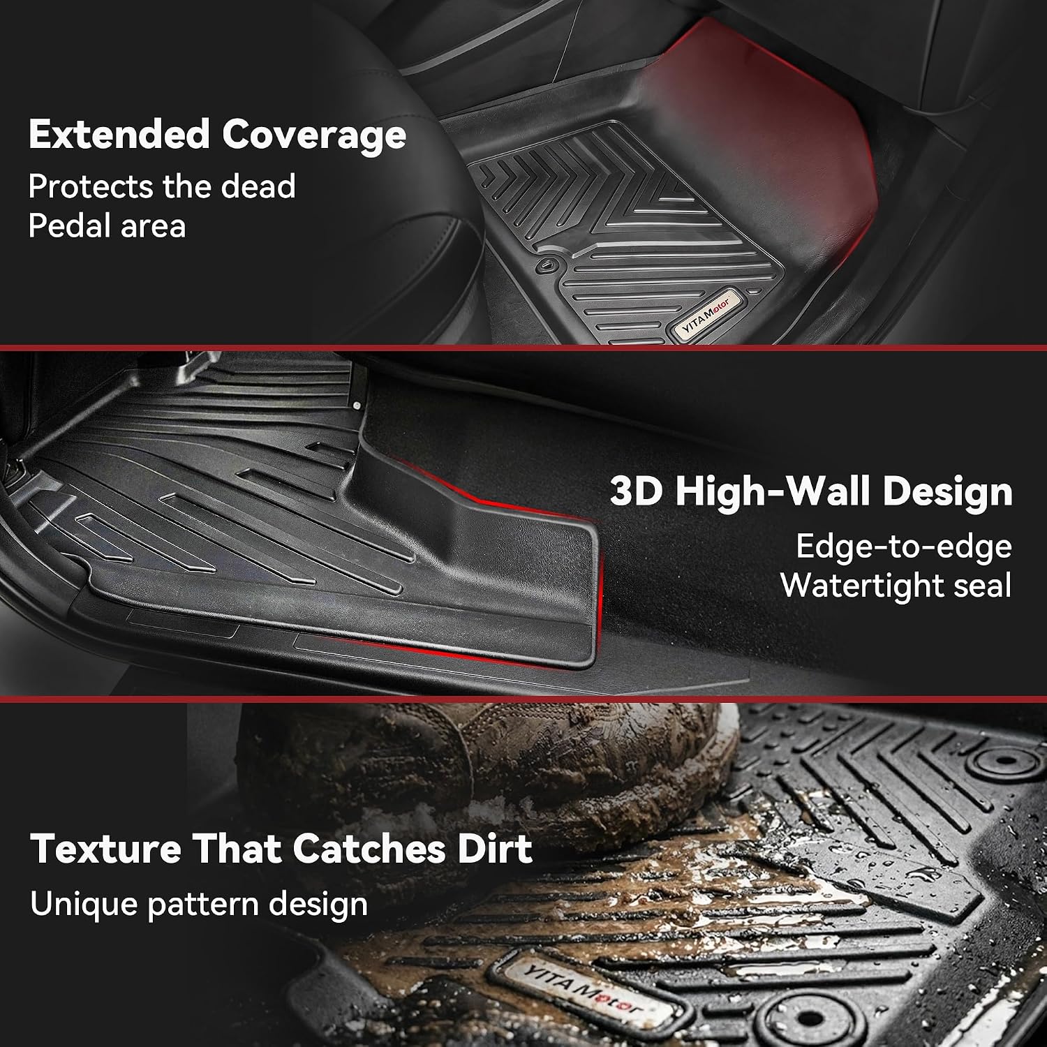 YITAMOTOR Floor Liner and Cargo Mats Fit for Honda Odyssey 2018-2026 Mini Passenger Van, All Weather TPE Car Floor Liners,Durable Anti-Slip Accessories, 1st & 2nd & 3rd Row & Cargo Liner, Black
