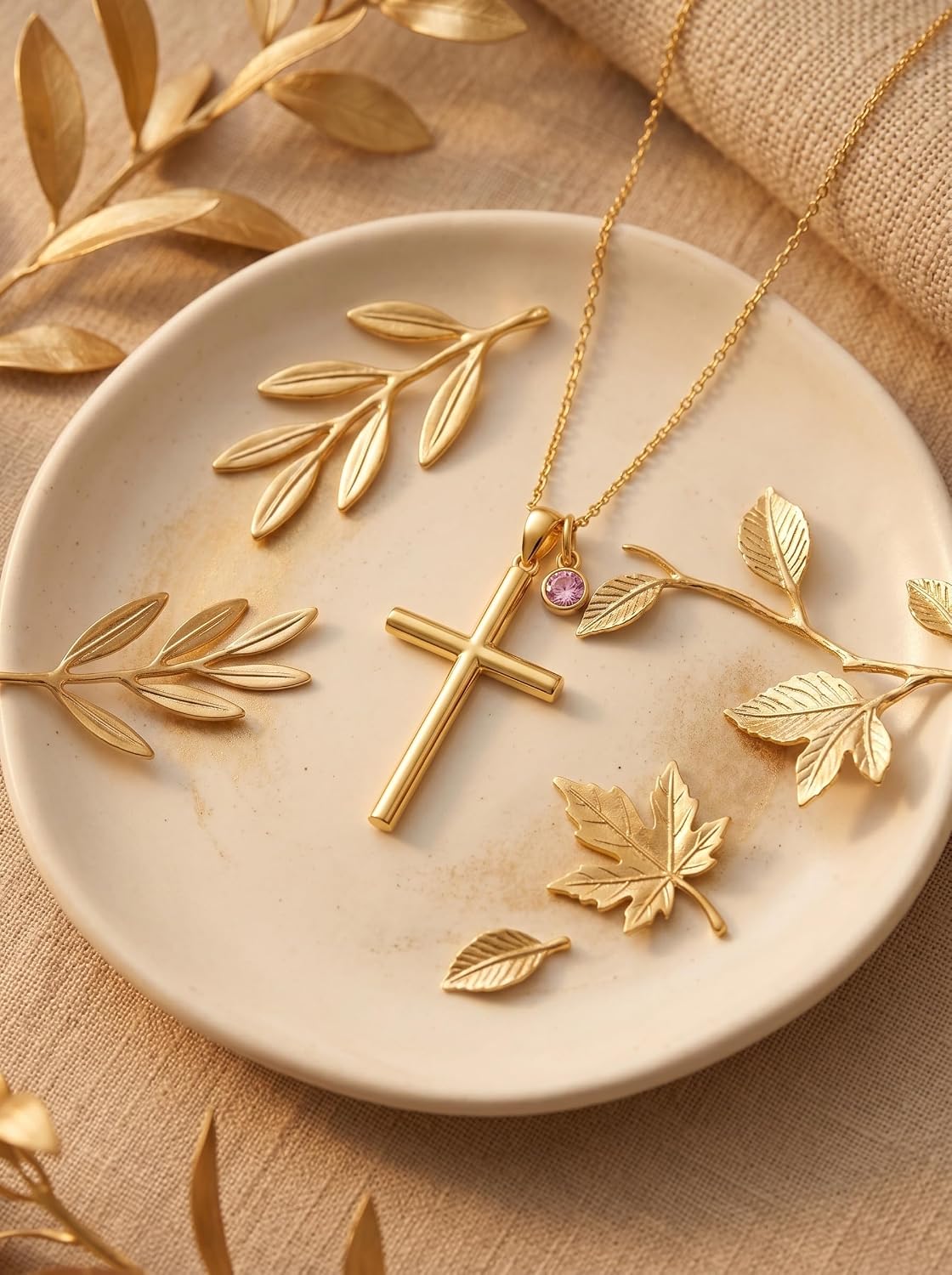 18K Gold Cross Pendant for Women Gold Cross Necklace 18K Gold Jewelry Religious Gift