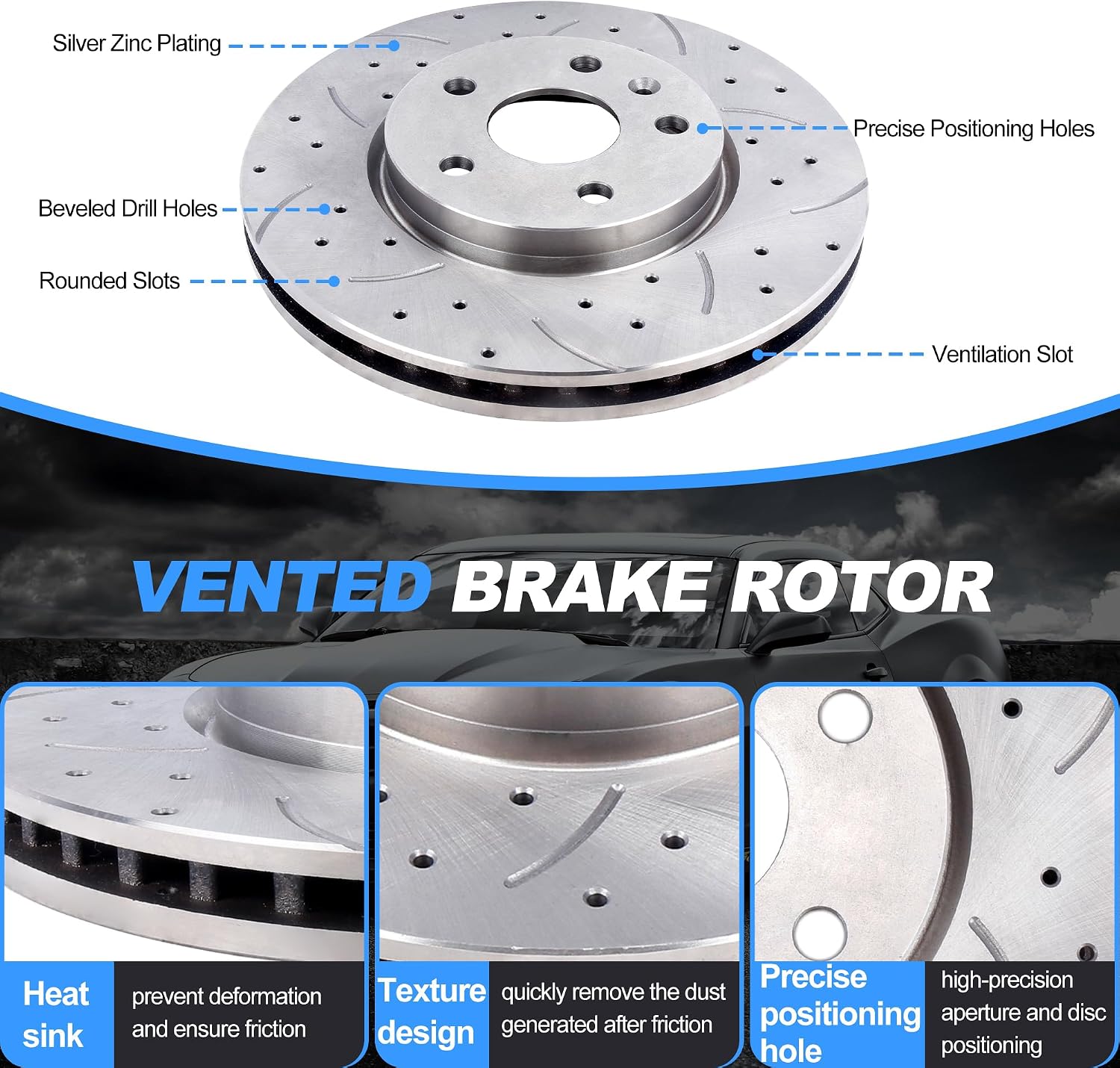 Front Brake Rotors and Brake Pads Kit Compatible with Buick LaCrosse Regal 2011-2016, Chevrolet Equinox 2010-2017, Impala 2014-2020, Malibu 2013-2016, GMC Terrain 2010-2017 – Fit 5-Lug Only
