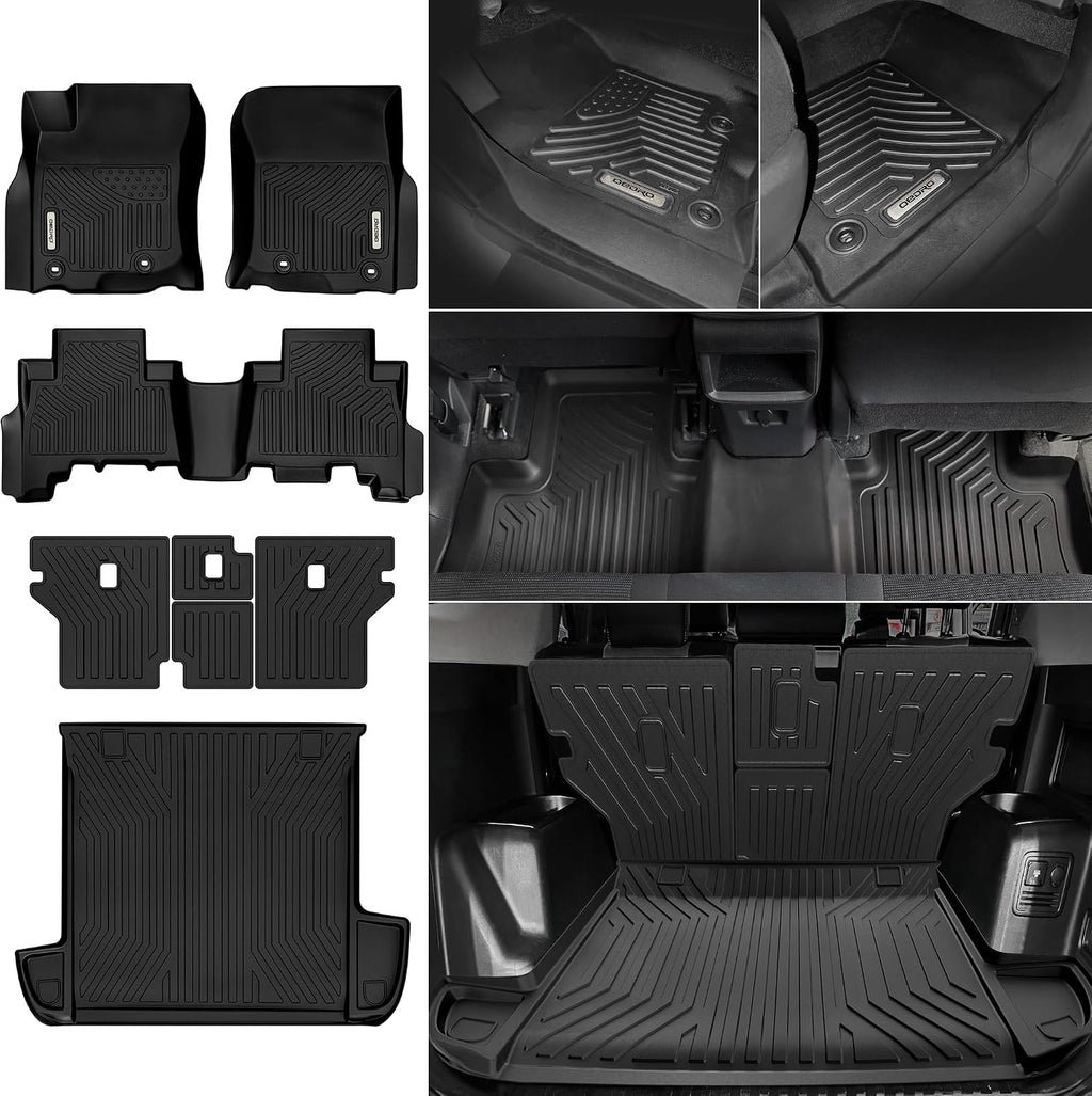 OEDRO Floor Mats Cargo Liner Fit for 2013-2024 Toyota 4Runner 5-Seater, Custom Fit TPE All Weather Floor Liners Trunk Mat with Backrest Mat for 4Runner Accessories, Car Mat Full Set, Black