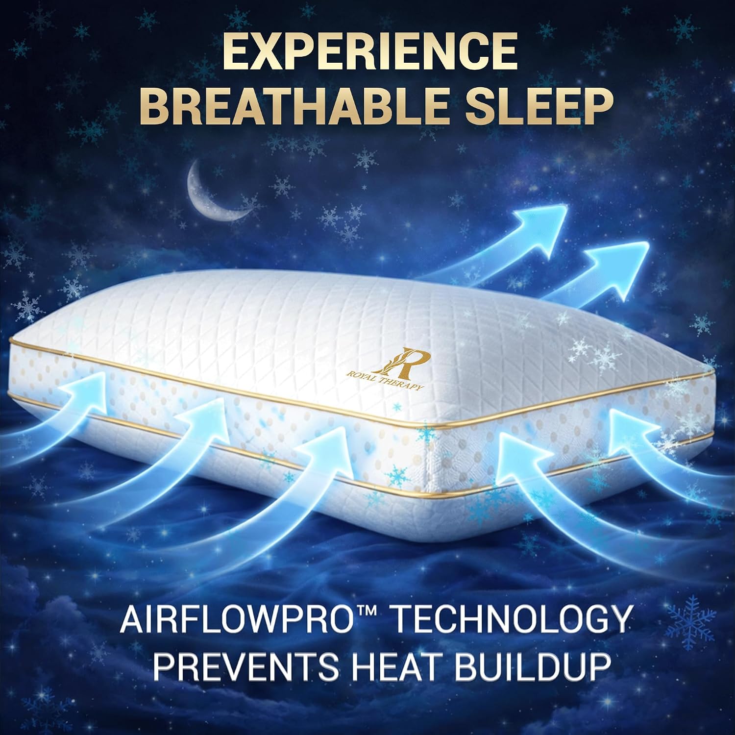 Royal Therapy 2-Pack Queen Memory Foam Pillow, Adjustable Shredded Odor-Free Bed Pillow for Neck & Shoulder Pain Relief, Breathable Support for Back, Stomach, Side Sleepers, AirFlowPRO