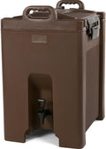 Carlisle FoodService Products Cateraide Insulated Beverage Dispenser with Handles for Catering, Kitchen, and Restaurants, Plastic, 10 Gallons, Brown