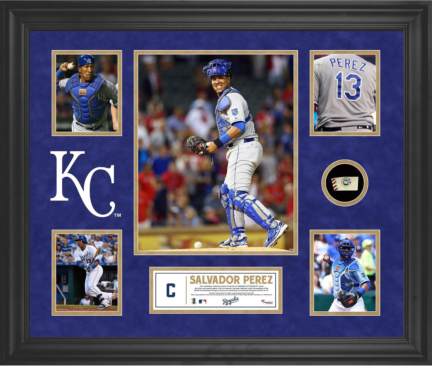 Salvador Perez Kansas City Royals Framed 5-Photo Collage with a Piece of Game-Used Baseball - MLB Player Plaques and Collages