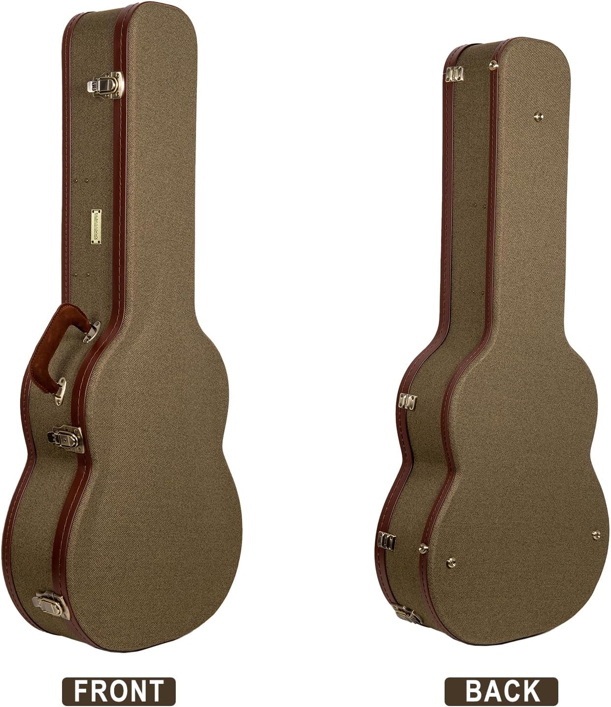 Crossrock Master Series Classical Guitar Case for 4/4 Nylon String | Olive Green Eco Tweed Fabric, Re-Engineered Shell, Leather Handle & Forest Green Velvet Interior