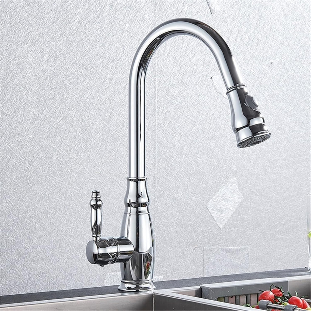 360 Rotation Pull-Out Kitchen Faucet - Hot and Cold Water Sink Mixer Tap for Kitchen(Chrome)
