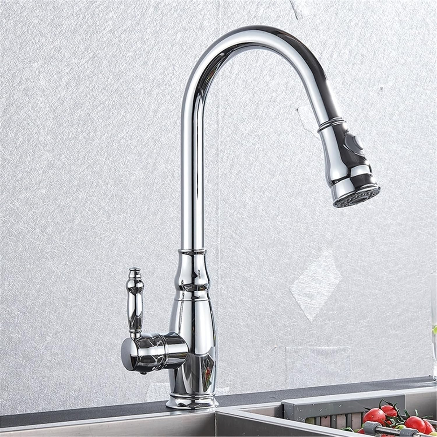 360 Rotation Pull-Out Kitchen Faucet - Hot and Cold Water Sink Mixer Tap for Kitchen(Chrome)