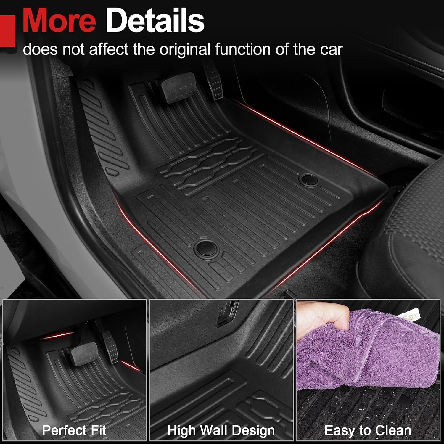 Floor Mats for 2017-2023 GMC Acadia 6 Passenger Captain Chairs All Weather Cargo Mat with Backrest Mat for 2023 GMC Acadia Denali Accessories