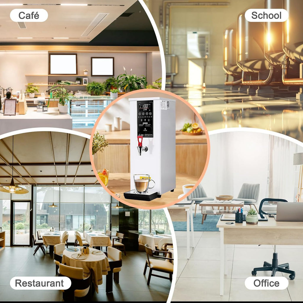 SHAHRYAR Professional Commercial Electric Hot Water Dispenser,3000w Instant Hot Water Dispenser,Water Output: 60l/H,30% Energy Saving,Stainless Steel Faucet,for Milk Tea Shops White
