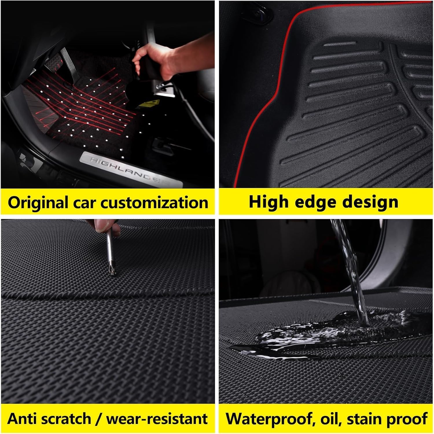 Floor Mats for 2025 2026 Volkswagen Tiguan & Cargo Liners & Backrest Mat,TPE All Weather Protection 1st & 2nd Row Floor Liners with Trunk Mat Covering The Backrest Accessories
