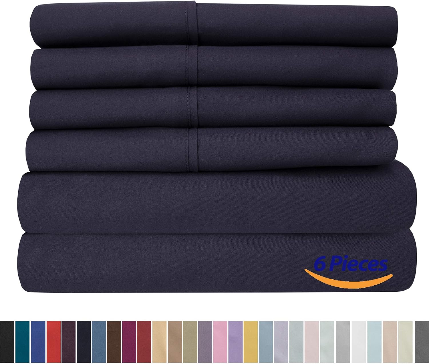 Sweet Home Collection Quality Deep Pocket Bed Sheet Set - 2 Extra Pillow Cases, Value, Twin XL, Navy, 4 Piece (Pack of 12, 48 Count Total)
