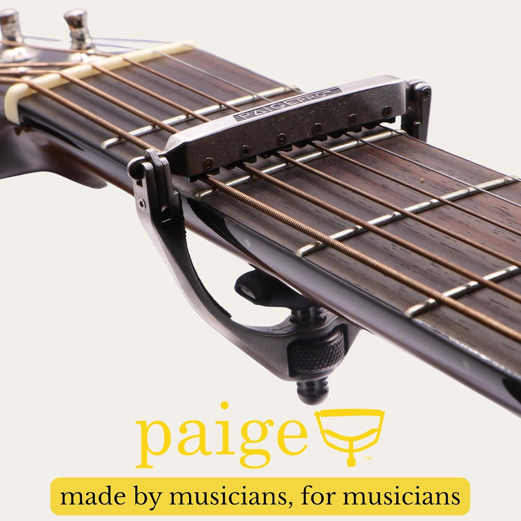 Paige Pro Capo for 6-String Acoustic Guitar – Individual String Tension, USA Made - Enhanced Tone Innovation - Stainless Steel
