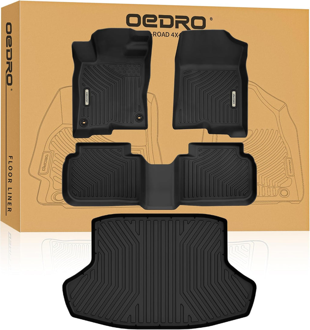 OEDRO Floor Mats Fit for 2026 2025-2022 11th Gen Honda Civic Sedan Sport/Touring/Si/EX/EX-L/LX, Custom Fit Gas/Hybrid, All Weather TPE Car Floor Liners Accessories, 1st and 2nd Row with Cargo Liner