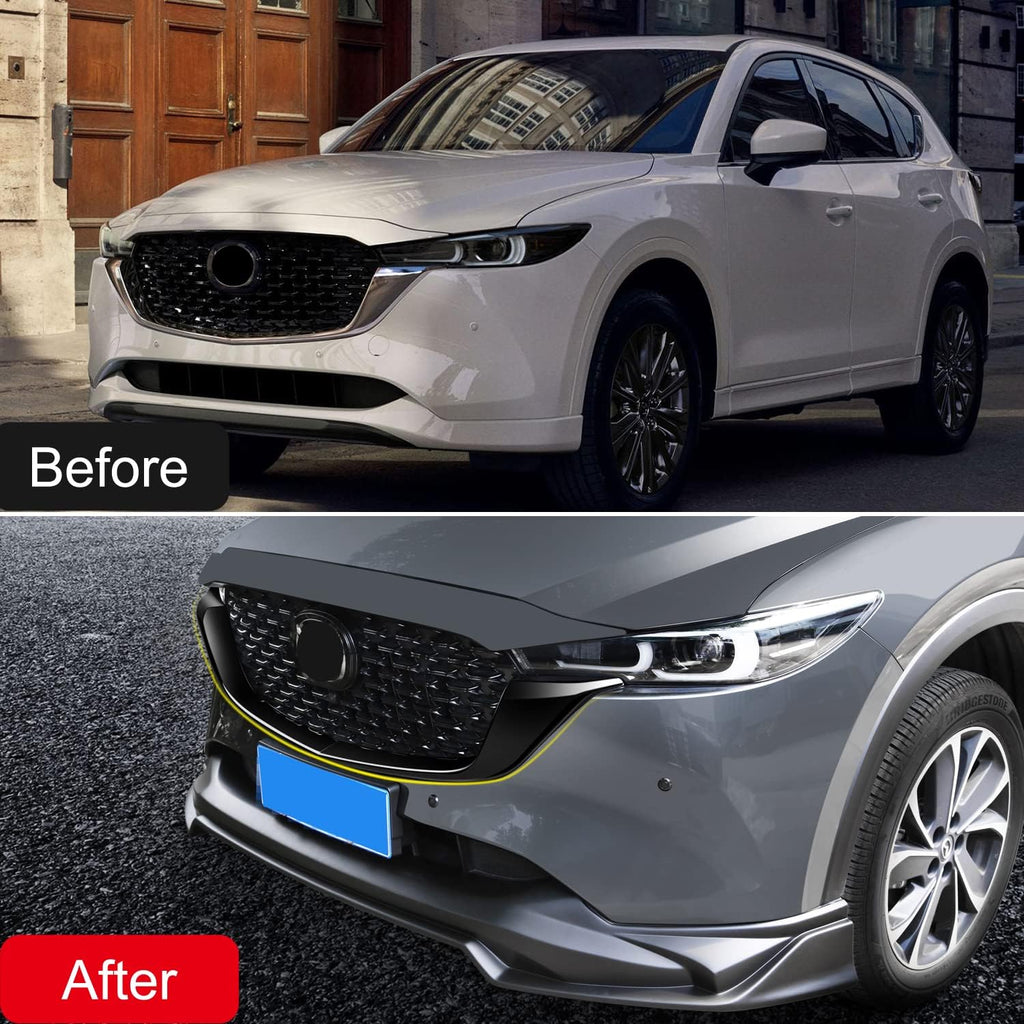 HIGH FLYING for Mazda CX-5 CX5 2022 2023 2024 2025 Exterior Accessories Car Front Grille Inserts Cover Molding ABS Glossy Black 2pcs