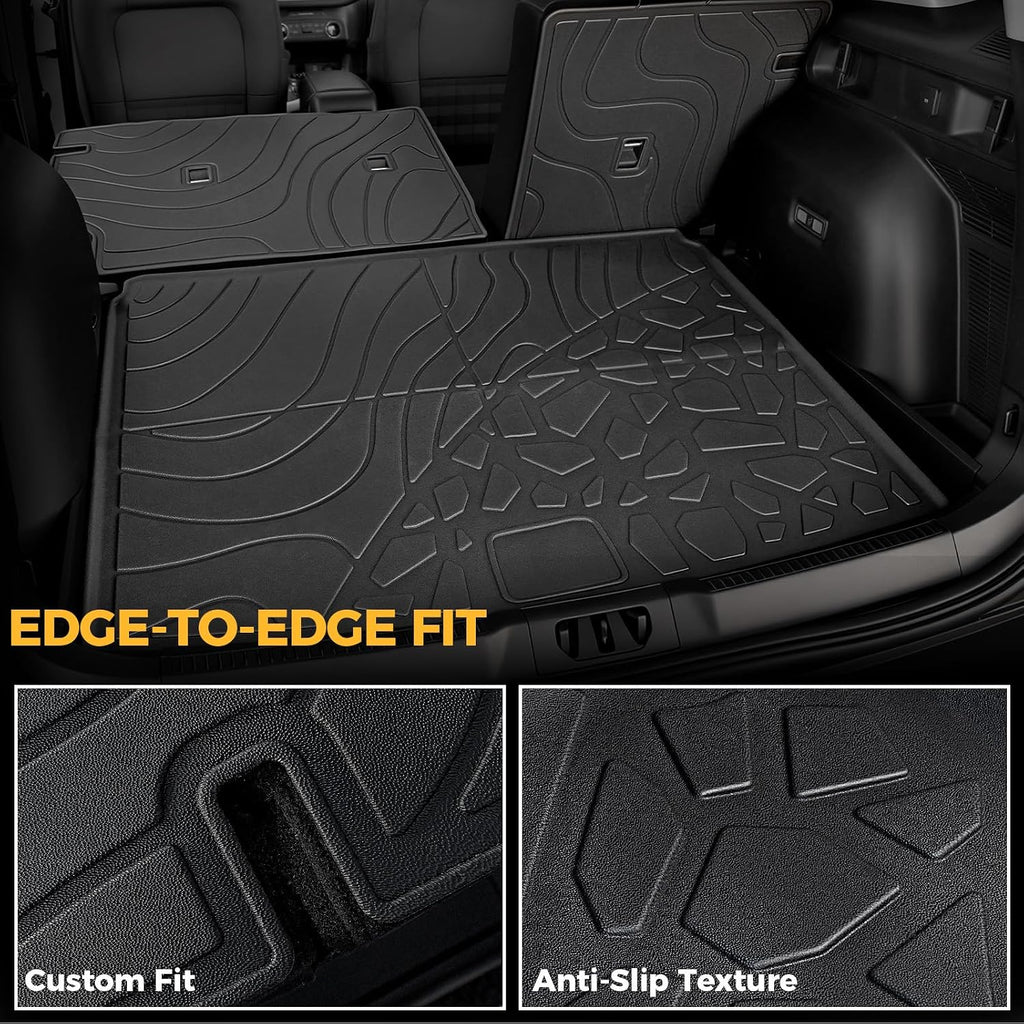 Floor Mats for Ford Bronco Sport 2021-2026, All Weather Floor Mats Trunk Cargo Liner with Backrest Protectors and Door Sill Guards Accessories, Full Coverage Set (Fit Compact Spare Tire)