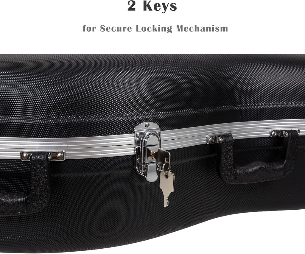 Crossrock ABS Cello Case for 4/4 or 3/4 Size | Matte Black Diamond Texture, Lightweight Shell with Wheels – Built for Daily Transport & Student Use