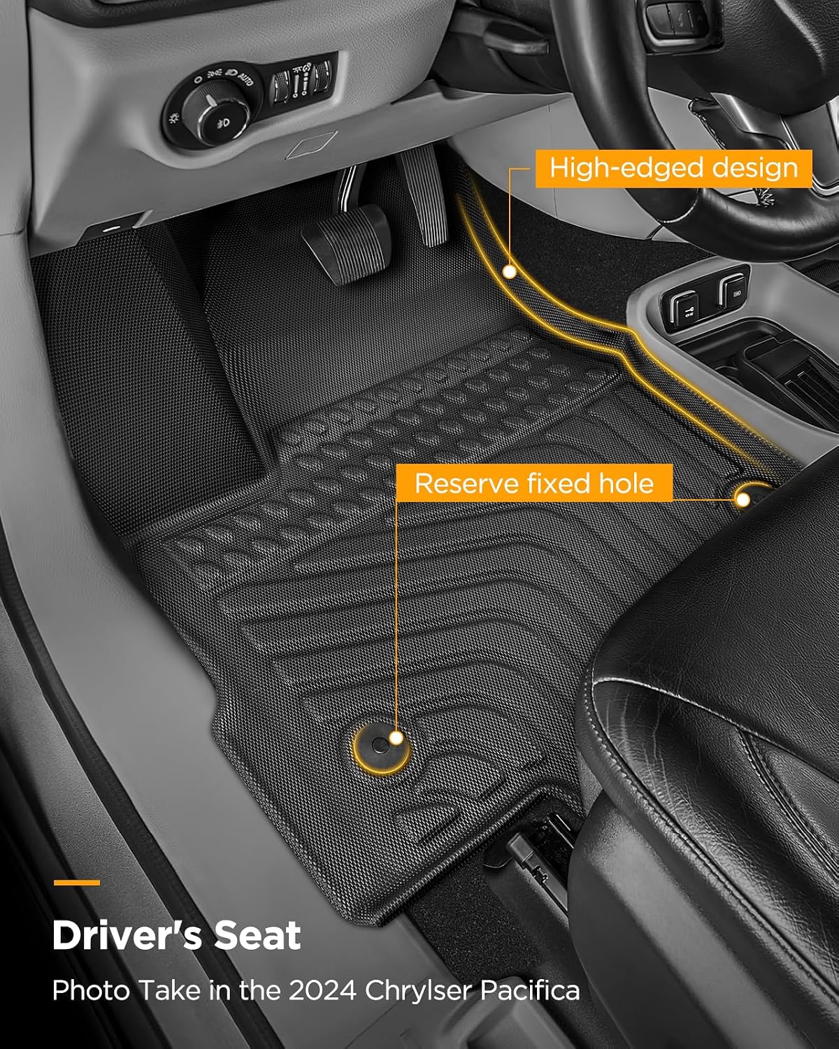 for Chrysler Pacifica 2017-2025 2026 7/8 Passenger (No Hybrid) Floor Mats Cargo Liner Carpet All Weather TPE Mat for Voyager 2020-2026, for Pacifica/Voyager 2018 2019 2021 2022 2023 2024 Accessories