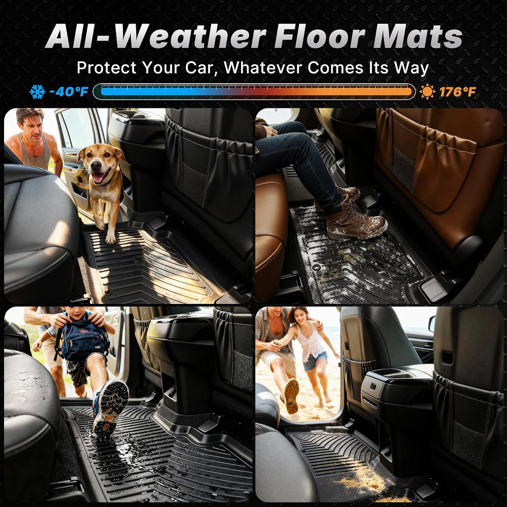 OEDRO Floor Mats for 2017-2022 Honda CR-V, Unique Black TPE All-Weather Honda CR-V Floor Liners, Includes 1st and 2nd Row: Front, Rear, Full Set Liners