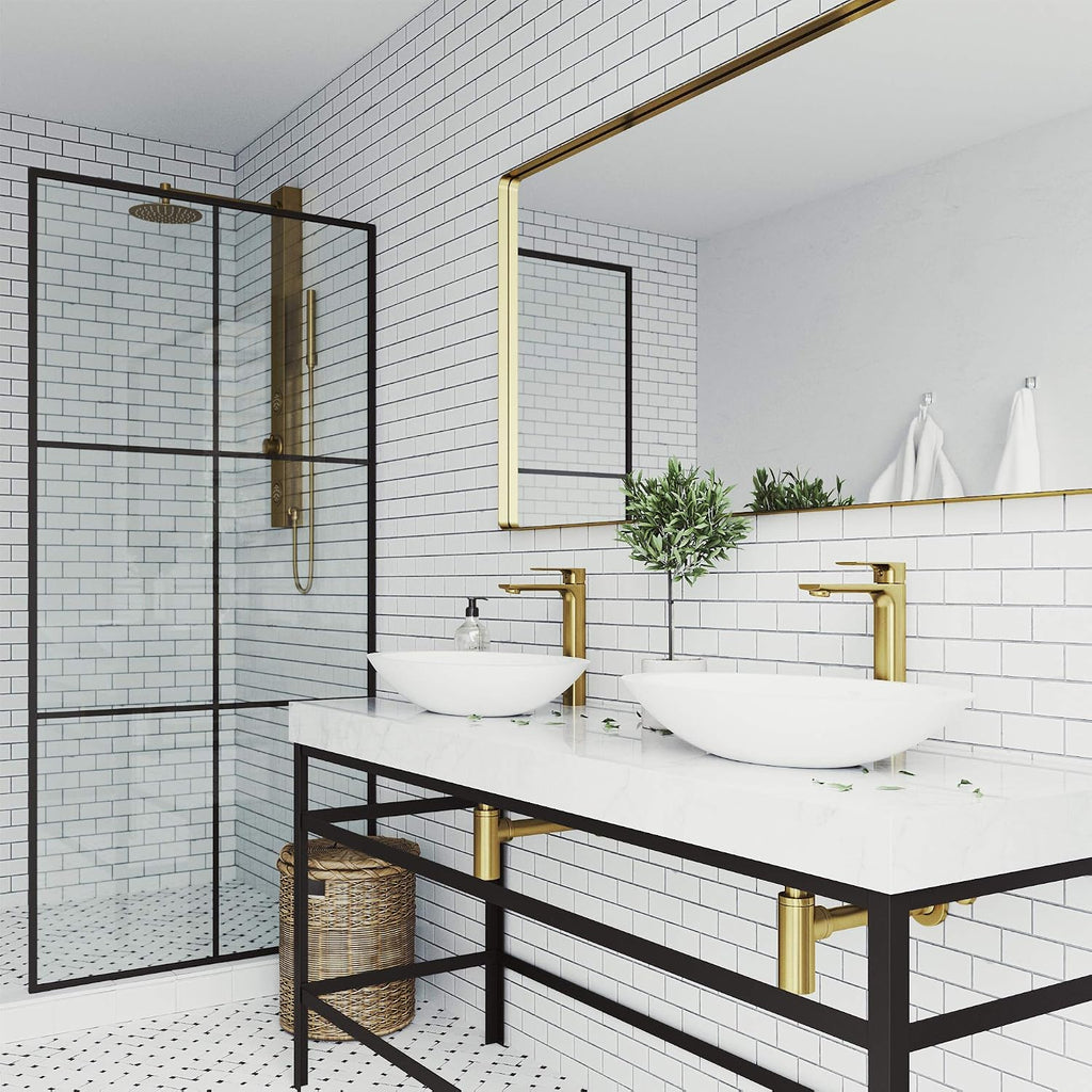 VIGO Norfolk Single-Handle Single-Hole Mount Vessel Bathroom Sink Faucet, 11-Inch, Matte Brushed Gold, Modern Design, Solid Brass, 1.2 GPM WaterSense & Ceramic Disc Valve, Corrosion-Resistant