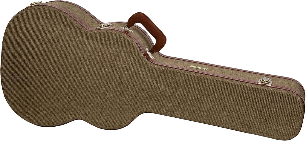 Crossrock Master Series Classical Guitar Case for 4/4 Nylon String | Olive Green Eco Tweed Fabric, Re-Engineered Shell, Leather Handle & Forest Green Velvet Interior