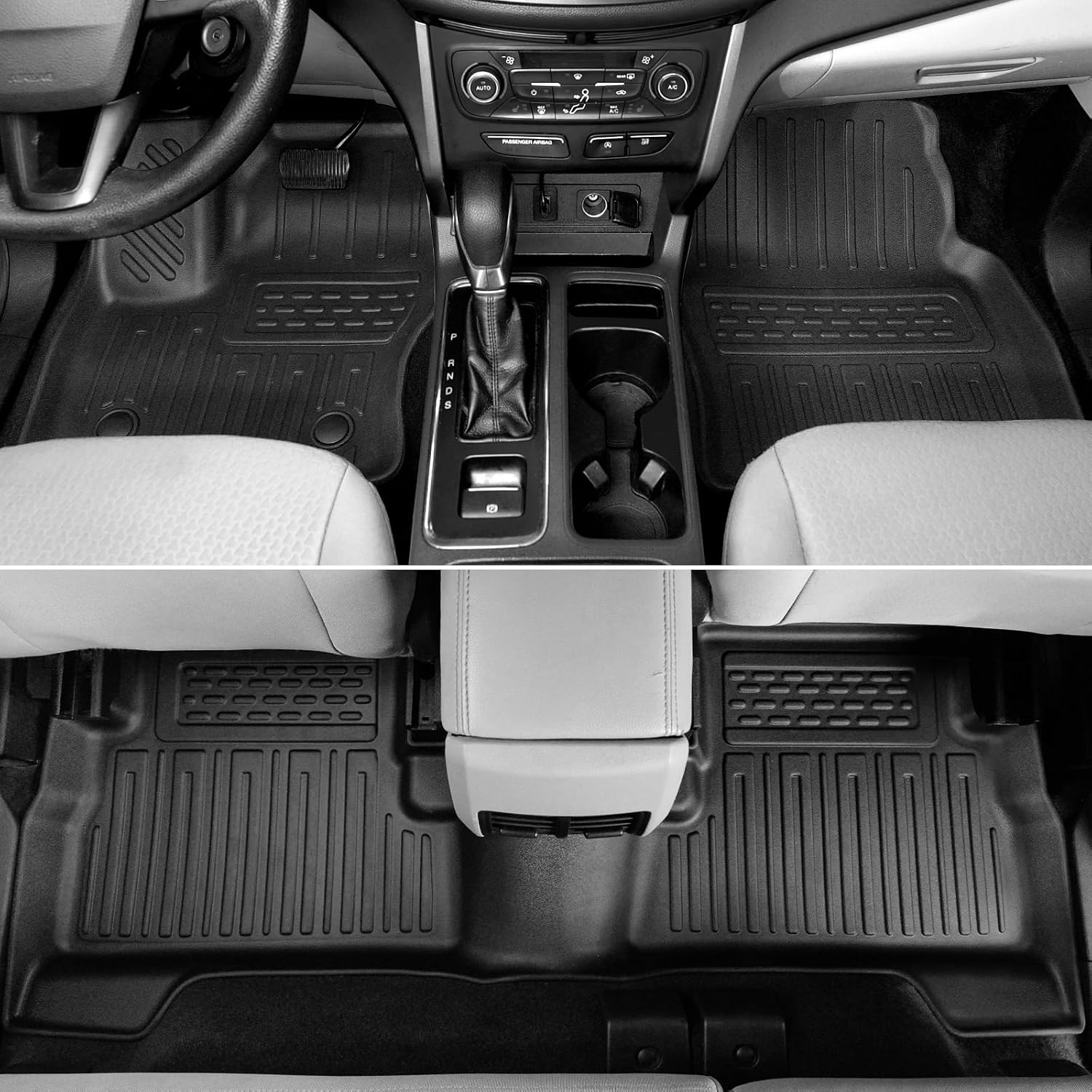 Floor Mats for Ford Escape 2013-2019, All Weather Floor Mats Trunk Cargo Liner with Backrest Protectors and Door Sill Guards Accessories, Full Coverage Set