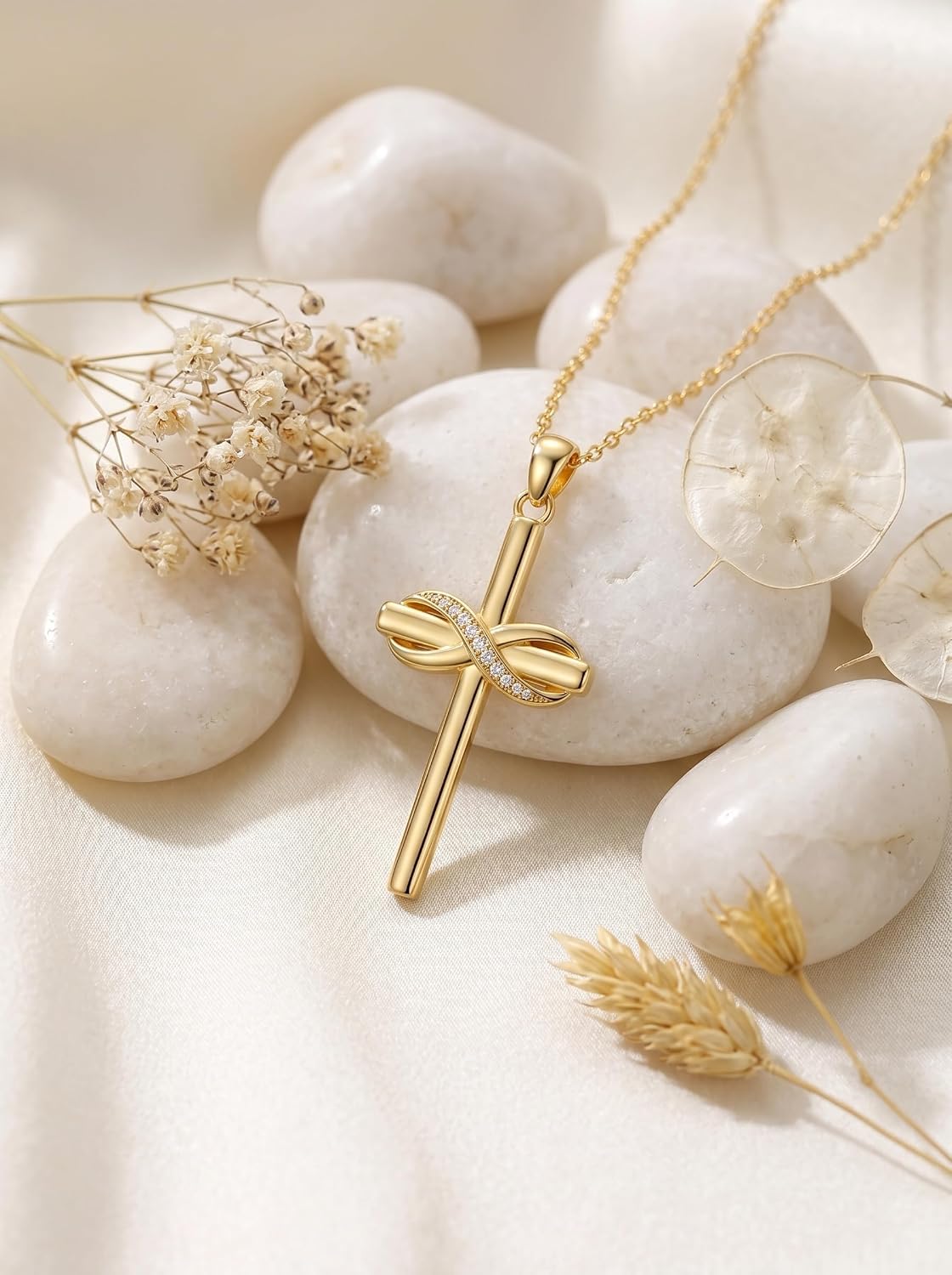 18K Gold Cross Pendant for Women Gold Cross Necklace 18K Gold Jewelry Religious Gift