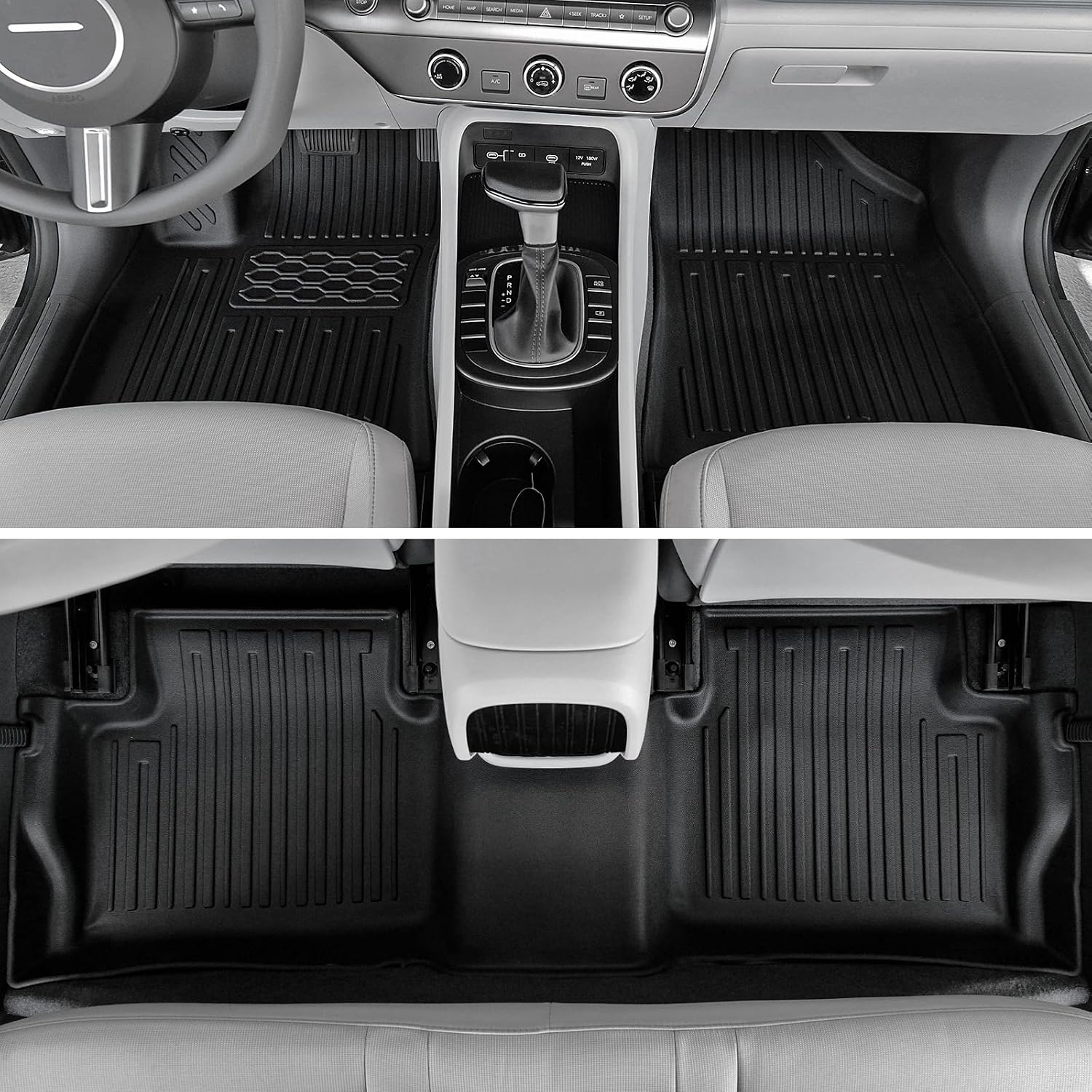 Floor Mats for Hyundai Kona Gas 2024-2026, All Weather Floor Mats Trunk Cargo Liner with Backrest Protectors and Door Sill Guards Accessories, Full Coverage Set