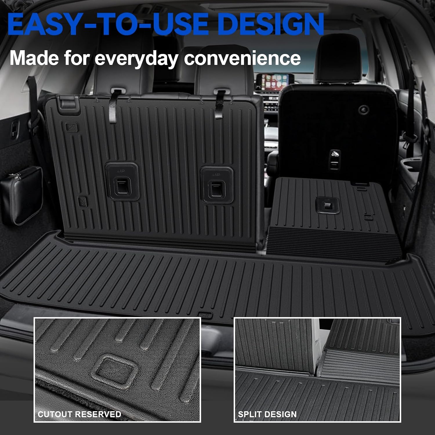 Floor Mats for Nissan Pathfinder 2022-2025 2026, All Weather Floor Mats Trunk Cargo Liner with Backrest Protectors and Door Sill Guards Accessories, Full Coverage Set (Fit 7/8 Seats)