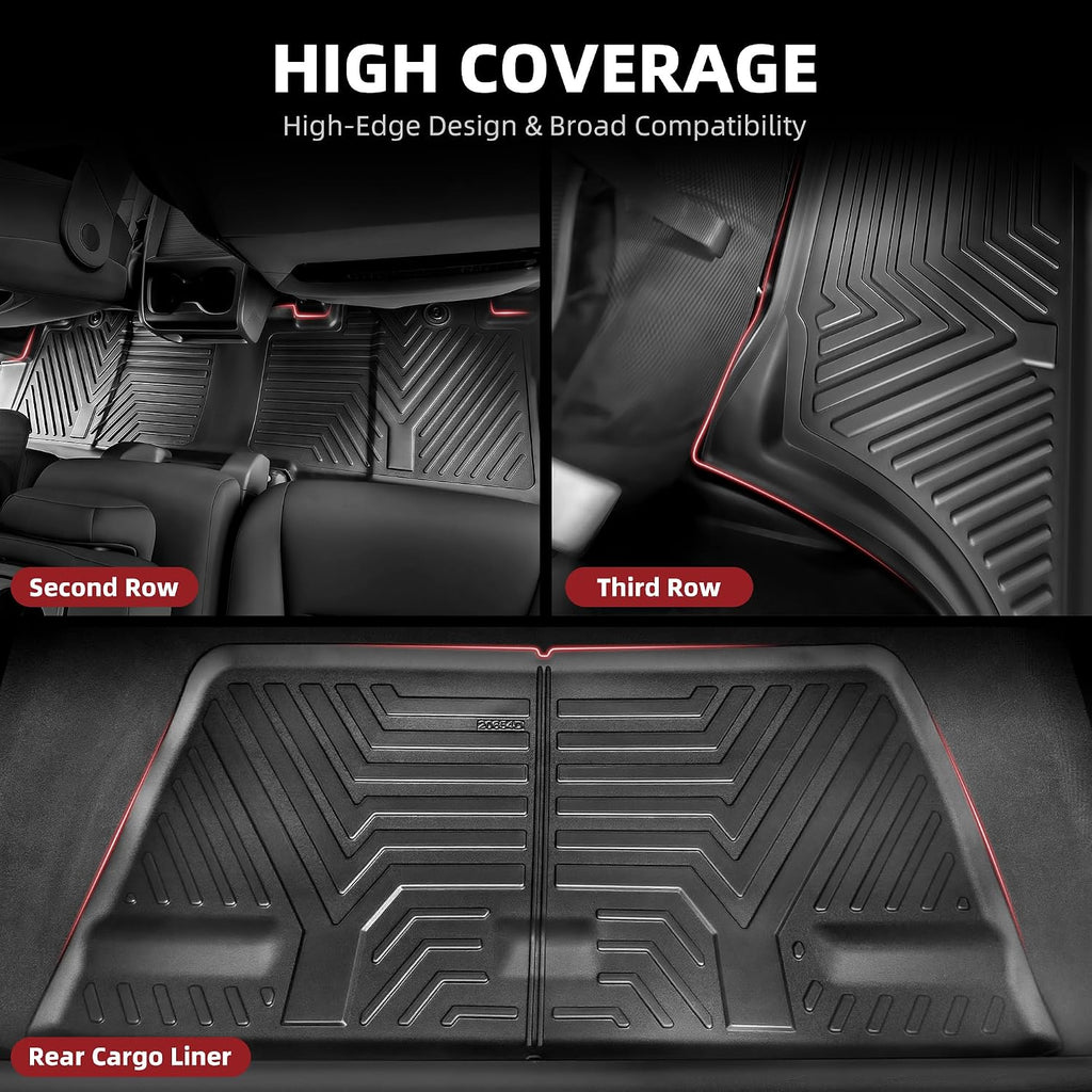 YITAMOTOR Floor Liner and Cargo Mats Fit for Honda Odyssey 2018-2026 Mini Passenger Van, All Weather TPE Car Floor Liners,Durable Anti-Slip Accessories, 1st & 2nd & 3rd Row & Cargo Liner, Black