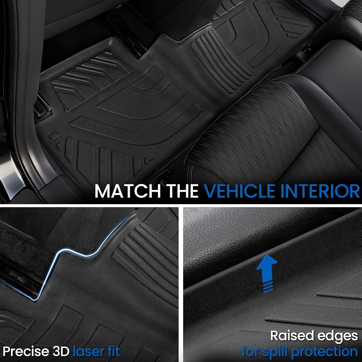 Floor Mats Set for Nissan Rogue 2014-2020 (Not for Sport/Select/Hybrid/7-Seat), All Weather TPE Backrest Mat Trunk Mat Cargo Liner Door Sill Guards Accessories(for Nissan Rogue | 2014-2020)