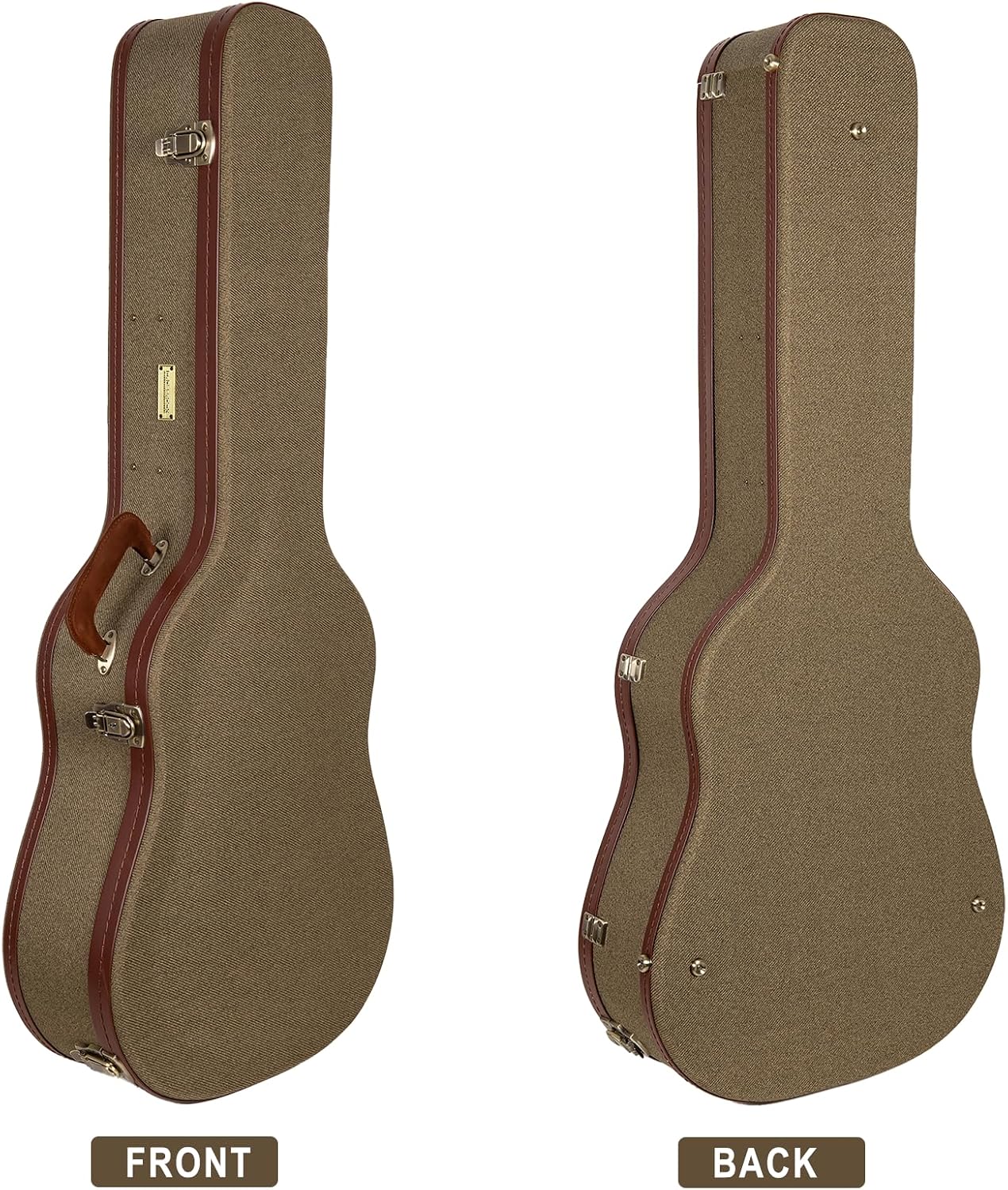 Crossrock Master Series Acoustic Guitar Case for Martin D-28 / Grand Auditorium | Olive Green Eco Tweed Fabric, Re-Engineered Shell, Leather Handle & Forest Green Velvet Interior(CRW720D28OG)