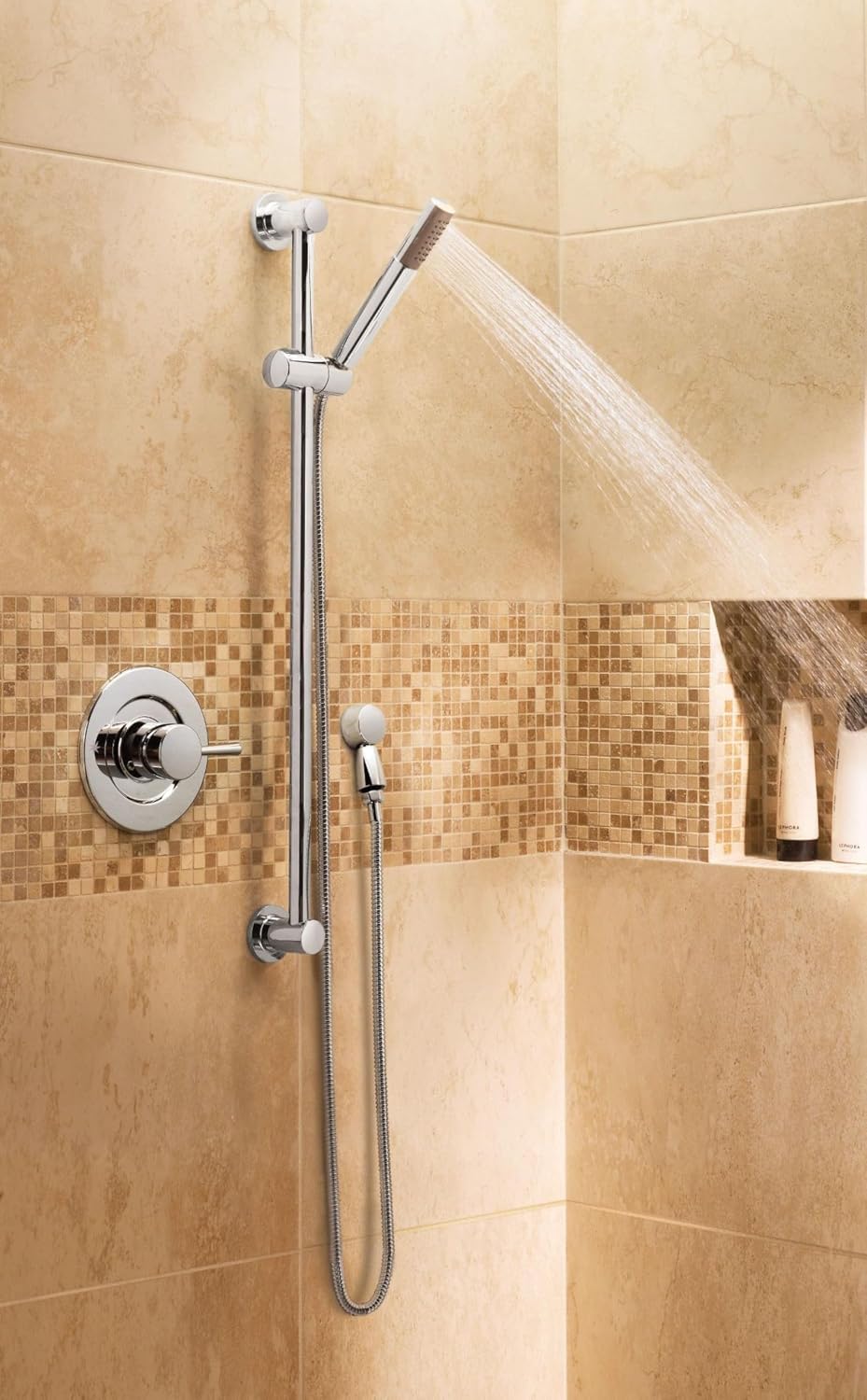 Moen Brushed Nickel Modern Eco-Performance Handshower Handheld Shower with 30-Inch Slide Bar and 69-Inch Metal Hose, 3887EPBN
