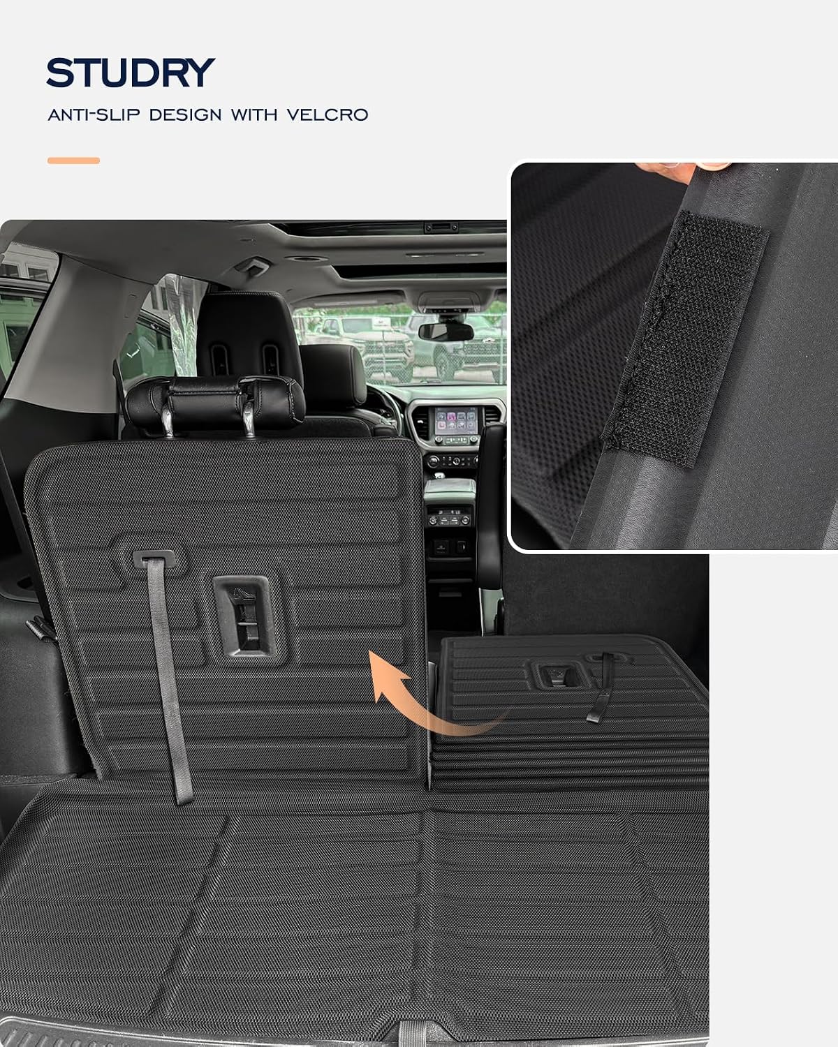 Floor Mats & Cargo Liner Back Seat Cover Protector for GMC Acadia 2017-2023, All-Weather 6 Seats Full Set Floor Mats & Cargo Liner with Backrest Mat for GMC Acadia Accessories 2017-2023