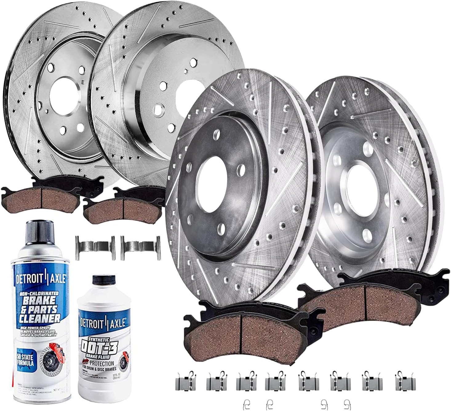 Detroit Axle - Brake Kit for Lexus GS350 IS350 IS200t RC350 GS200t GS450h IS300 RC200t RC300, 13.15' inch Front and 12.20' inch Rear Drilled and Slotted Disc Brakes Rotors Ceramic Brake Pads