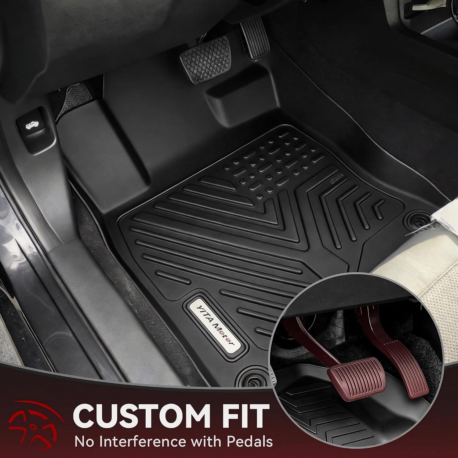 YITAMOTOR Floor Mats & Cargo Mats Fit for 2016-2021 Honda Civic Sedan (Not for Hatchback/Coupe), TPE All Weather Floor Liner for Honda Civic, 1st & 2nd Rows, Black