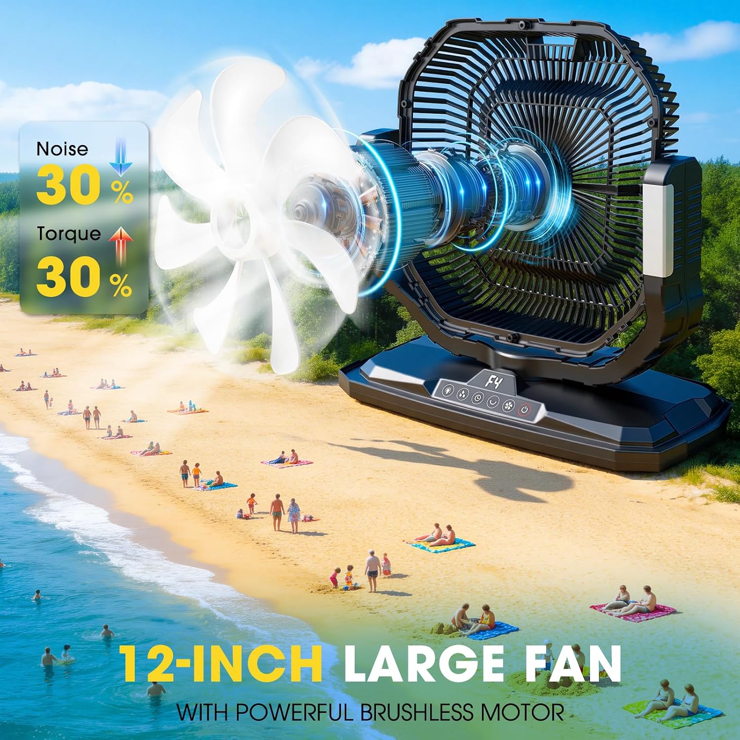 Ausic 5 Gal 12' Portable Misting Fan for Outside Patios, 30000mAh Outdoor Oscillating Rechargeable Battery Fan, Cooling Water Camping Fan with Telescopic Handle/Remote, Summer Essentials