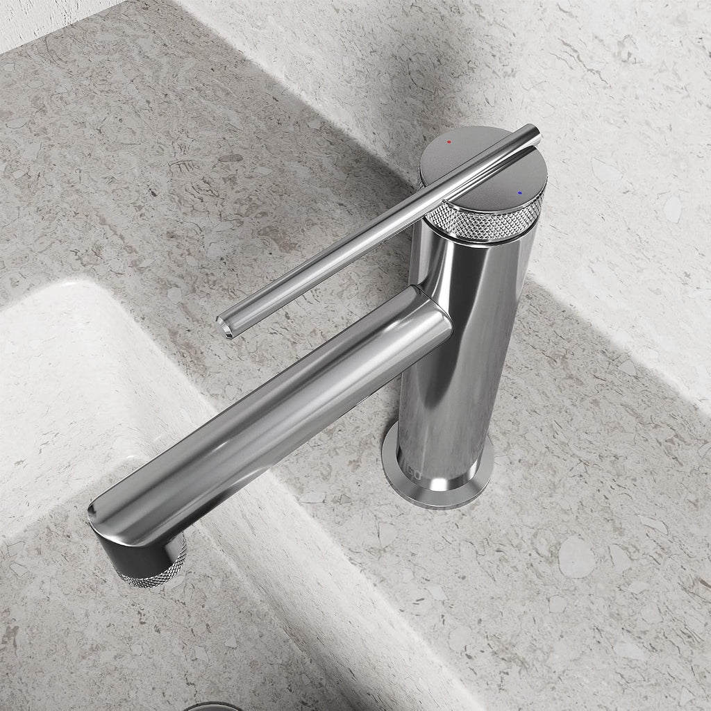 VIGO Sterling Single-Handle Single-Hole Mount Bathroom Sink Faucet, 7-Inch, Chrome, Modern Design, Solid Brass, 1.2 GPM WaterSense & Ceramic Disc Valve, Corrosion-Resistant